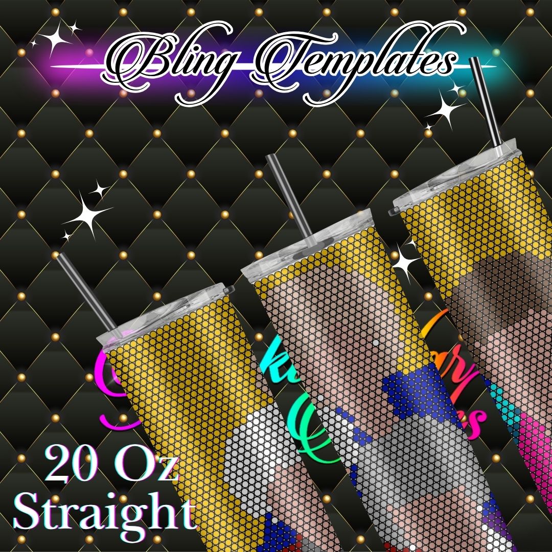 #803 Golden Girls Bling Tumbler Template - 4mm/61 stones per row