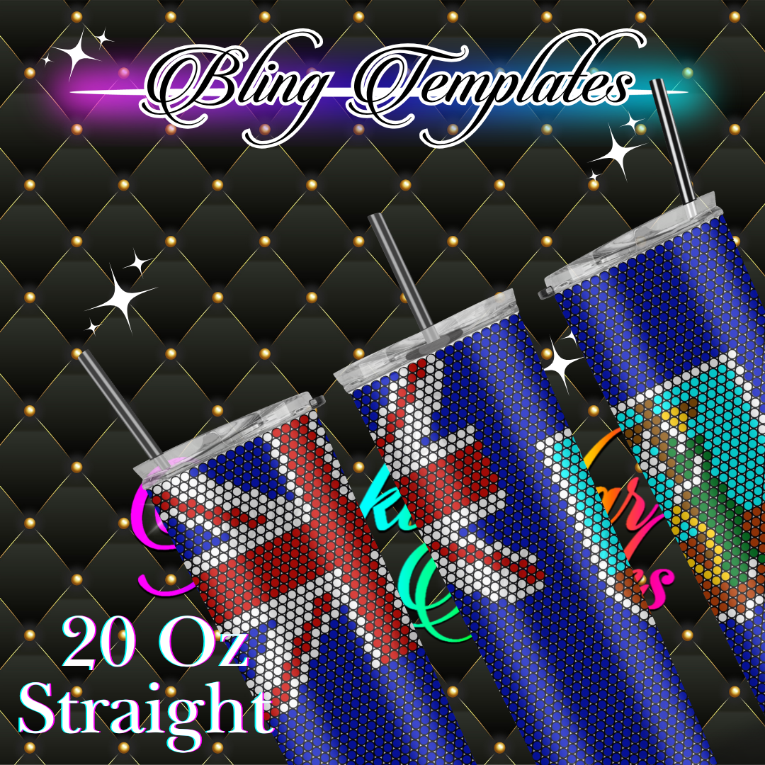 #798 Montserrat Flag Bling Tumbler Template - 4mm/61 stones per row