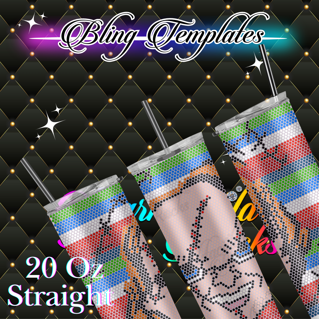#031 Chucky Stripes Bling Tumbler Template - 3mm/79 stones per row