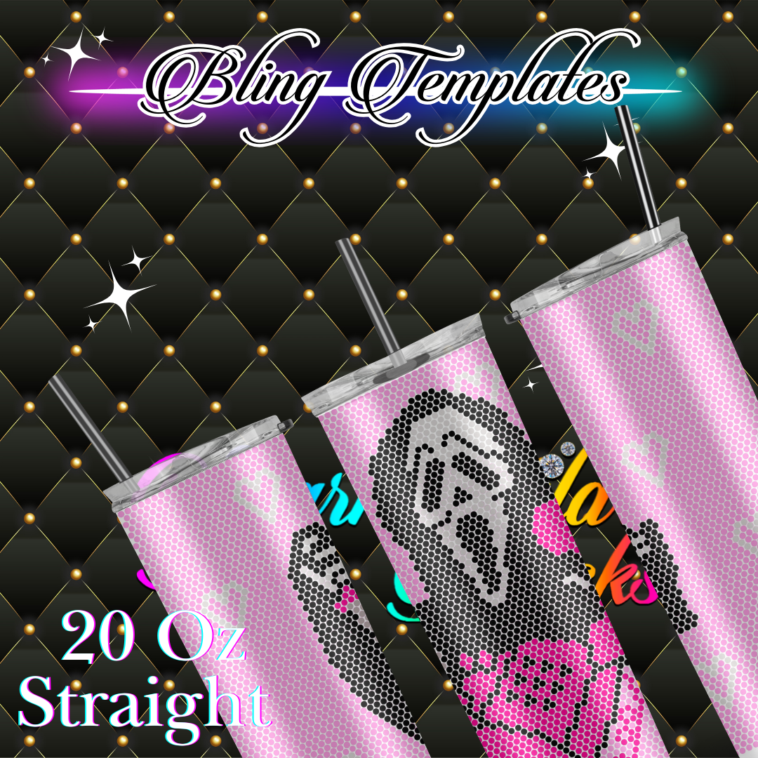 #028 Ghostface Bling Tumbler Template - 3mm/79 stones per row