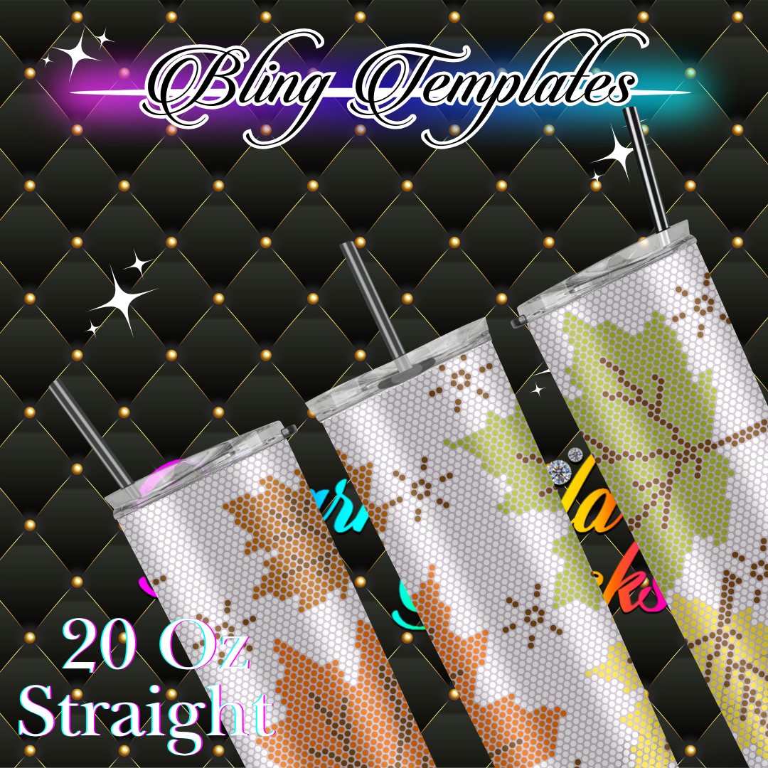 #029 Fall Leaves Bling Tumbler Template - 3mm/79 stones per row