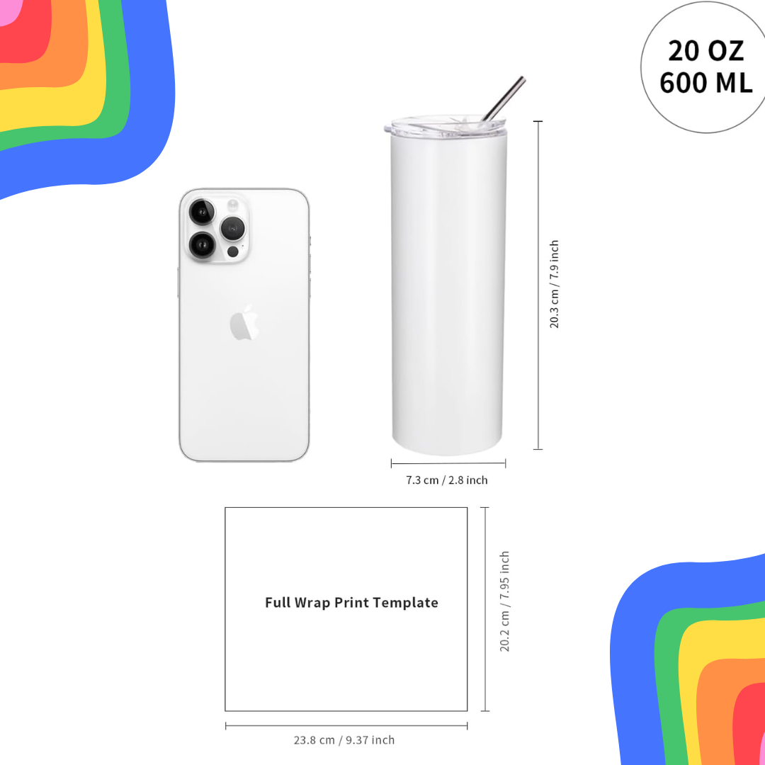 20oz Straight Sublimation Tumblers - 12 pack