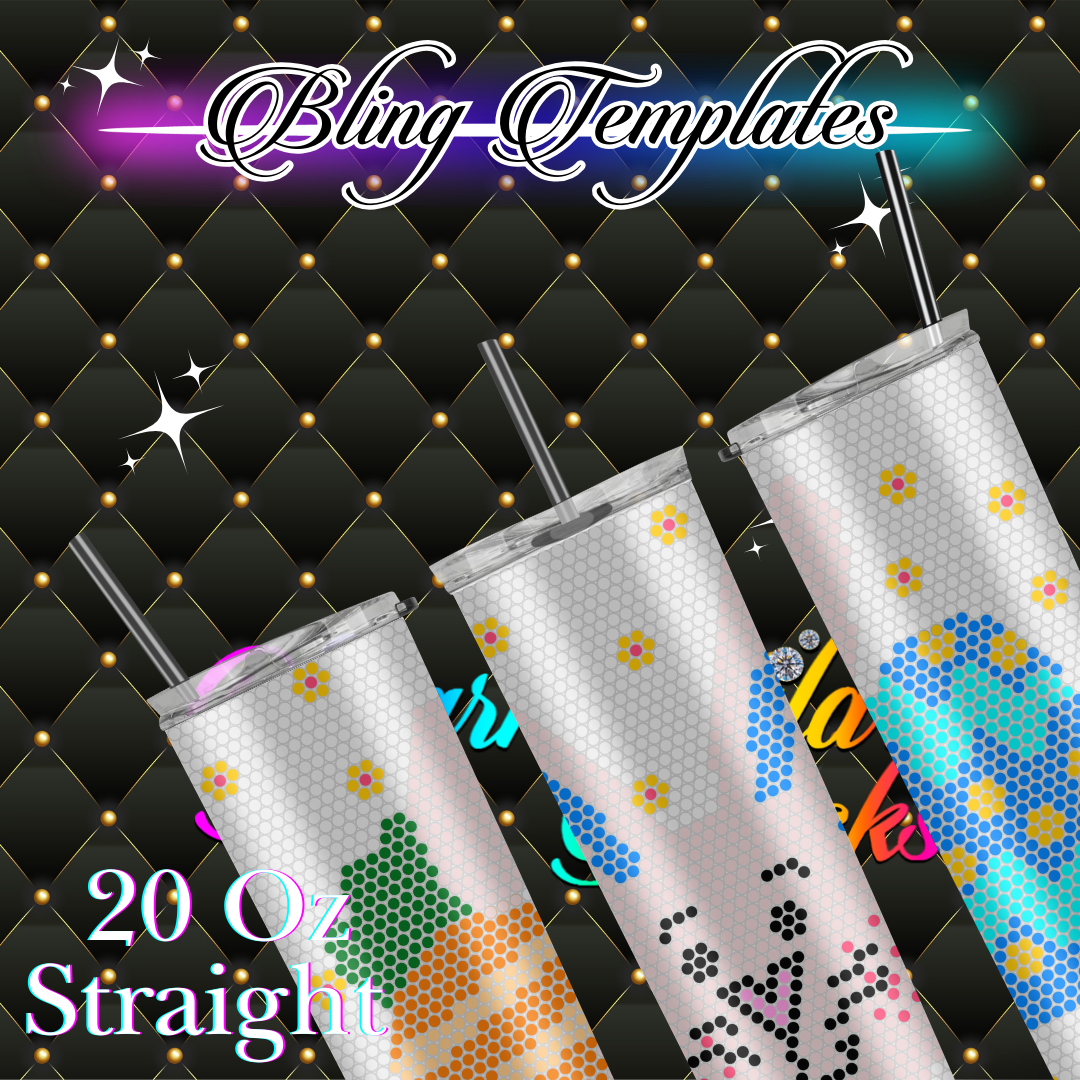 #038 Easter Bunny Bling Tumbler Template - 4mm/62 stones per row