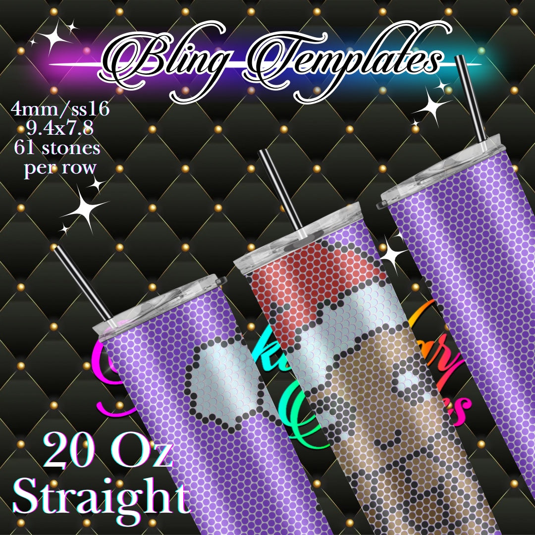 #744 Christmas Bling Tumbler Template - 4mm/61 stones per row