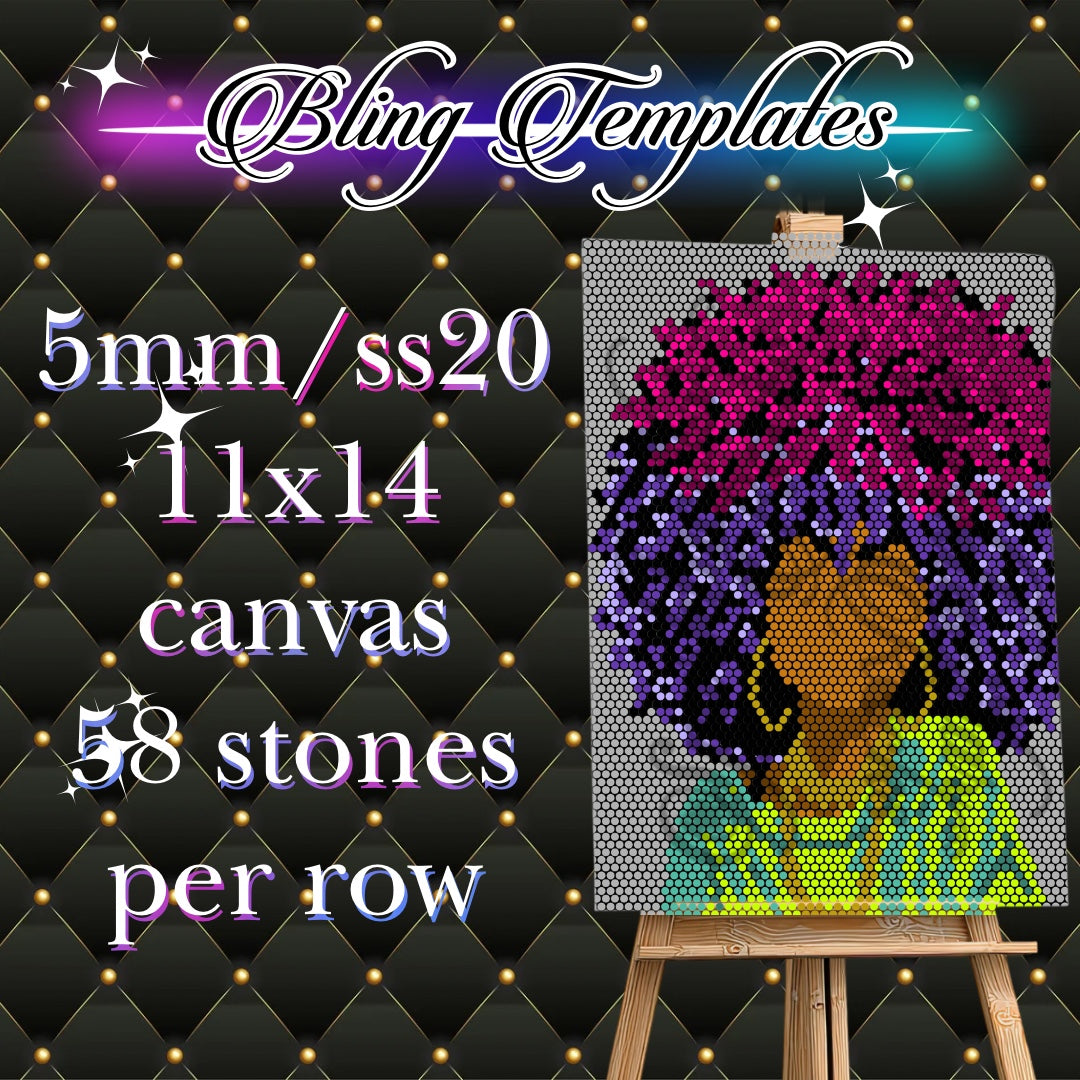 #752 Big Hair Beauty Bling Canvas Template - 5mm/58 stones per row