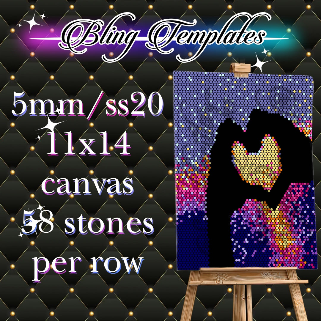 #753 At the end of the Day ILY Bling Canvas Template - 5mm/58 stones per row