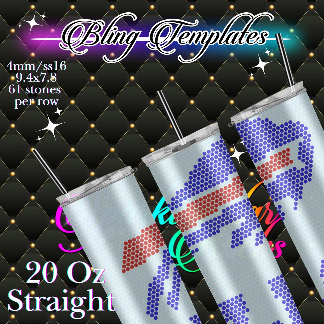 #764 Buffalo Bills Bling Tumbler Template - 4mm/61 stones per row