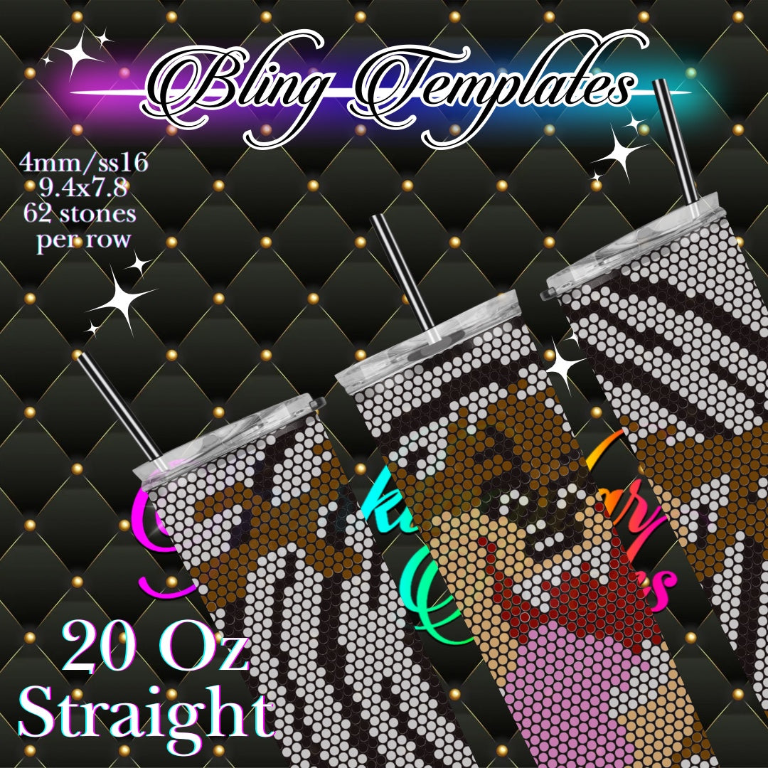 #639 Taz Bling Tumbler Template - 4mm/62 stones per row