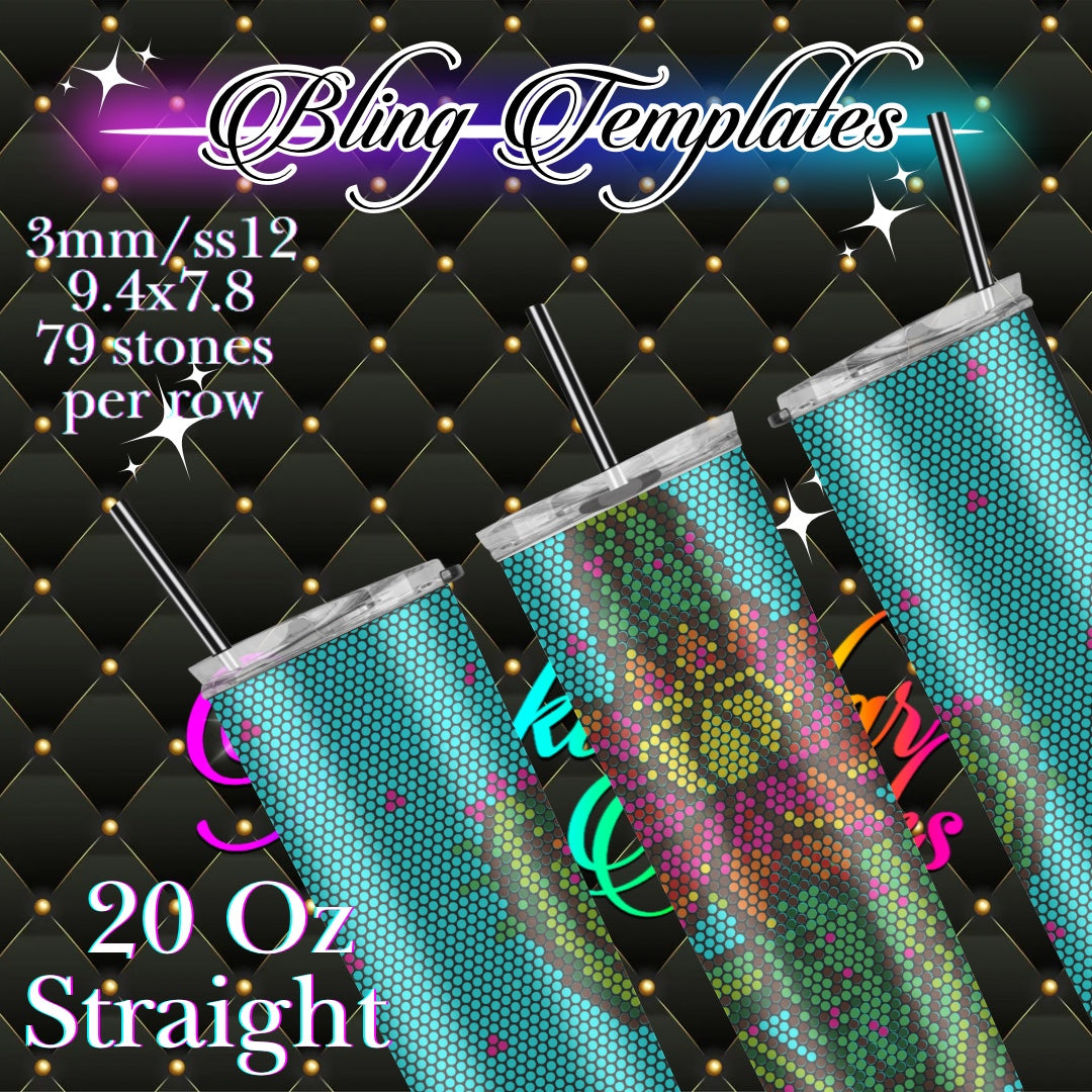 #763 C is for Cactus Bling Tumbler Template - 3mm/74 stones per row