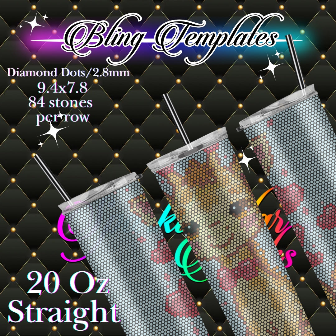 #773 G is for Giraffe Bling Tumbler Template - 2.8mm diamond dots /84 stones per row
