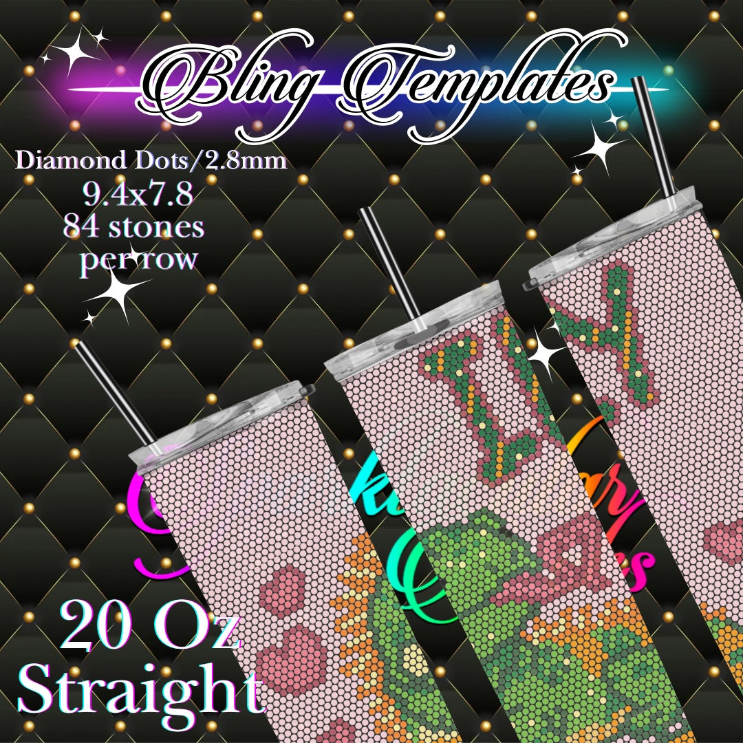 #782 I is for Iguana Bling Tumbler Template - 2.8mm diamond dots /84 stones per row