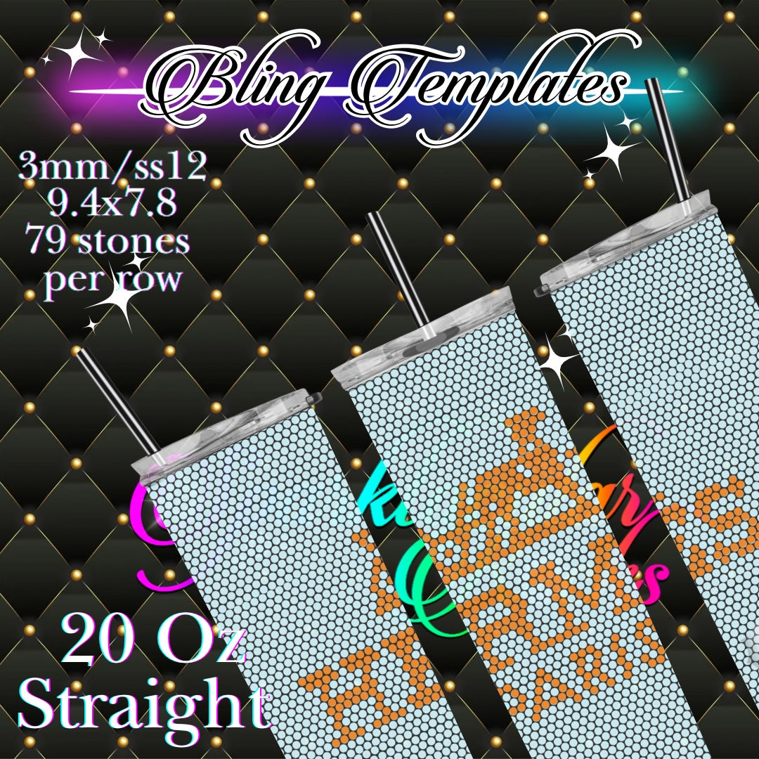 #783 Herms Bling Tumbler Template - 3mm/74 stones per row