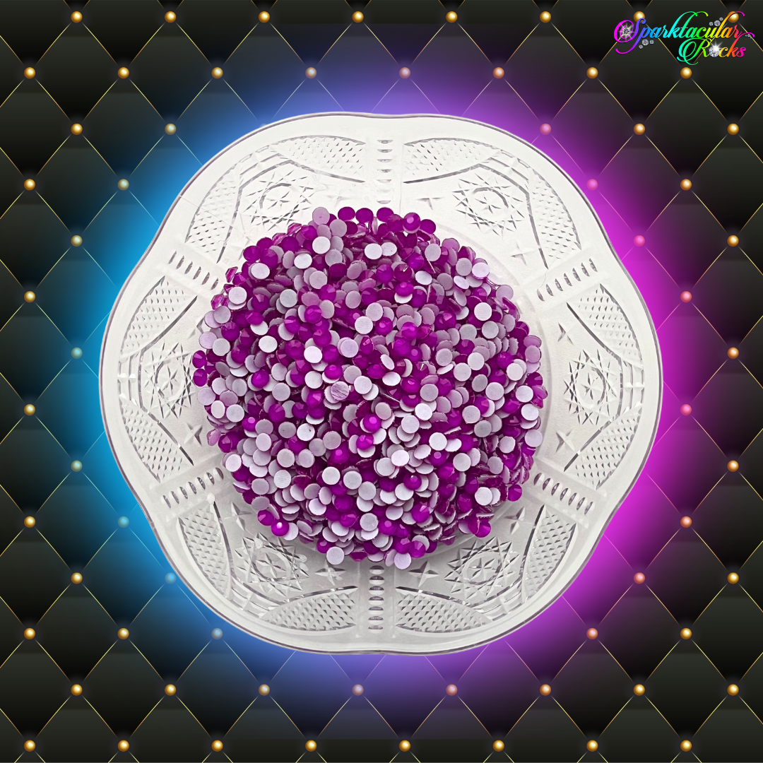 Neon Purple Glass Rhinestones - hotfix