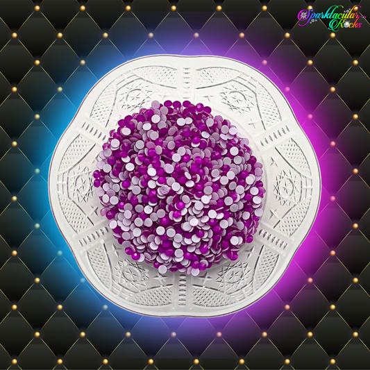 Neon Purple Glass Rhinestones - hotfix
