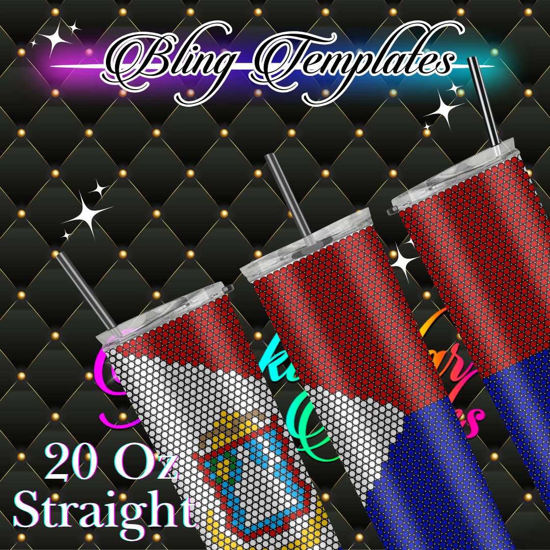#797 Sint Maarten Flag Bling Tumbler Template - 4mm/61 stones per row