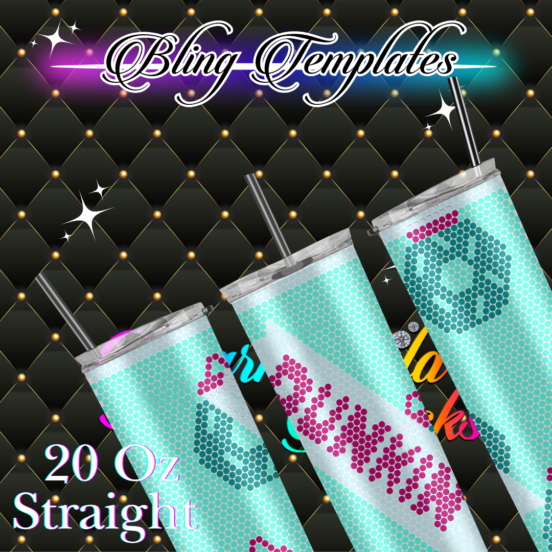 #010 Dunkin Christmas Bling Tumbler Template - 4mm/61 stones per row