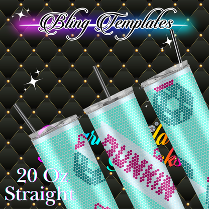 #010 Dunkin Christmas Bling Tumbler Template - 4mm/61 stones per row