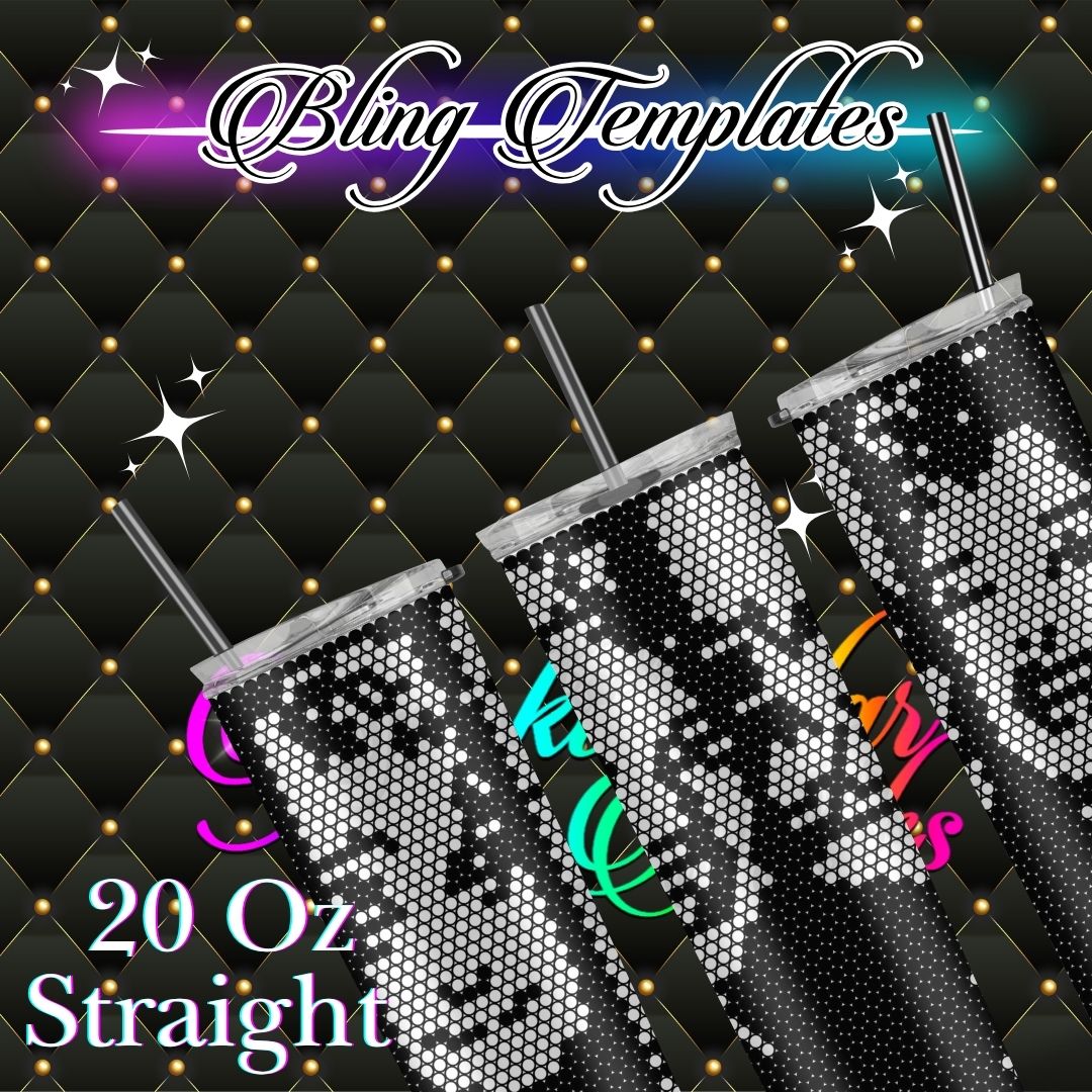 #801 Golden Girls BW Bling Tumbler Template - 4mm/61 stones per row