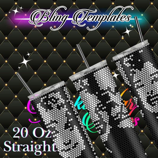 #801 Golden Girls BW Bling Tumbler Template - 4mm/61 stones per row