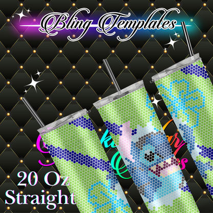 #004 Stitch Breakout Bling Tumbler Template - 4mm/62 stones per row
