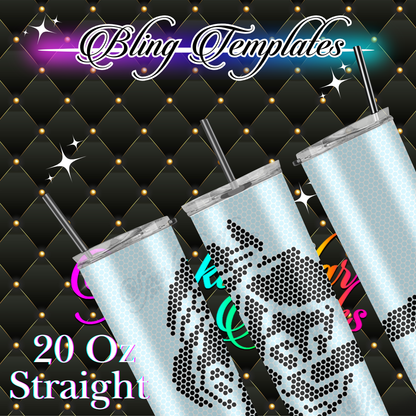 #018 Bling Tumbler Template - 3mm/74 stones per row