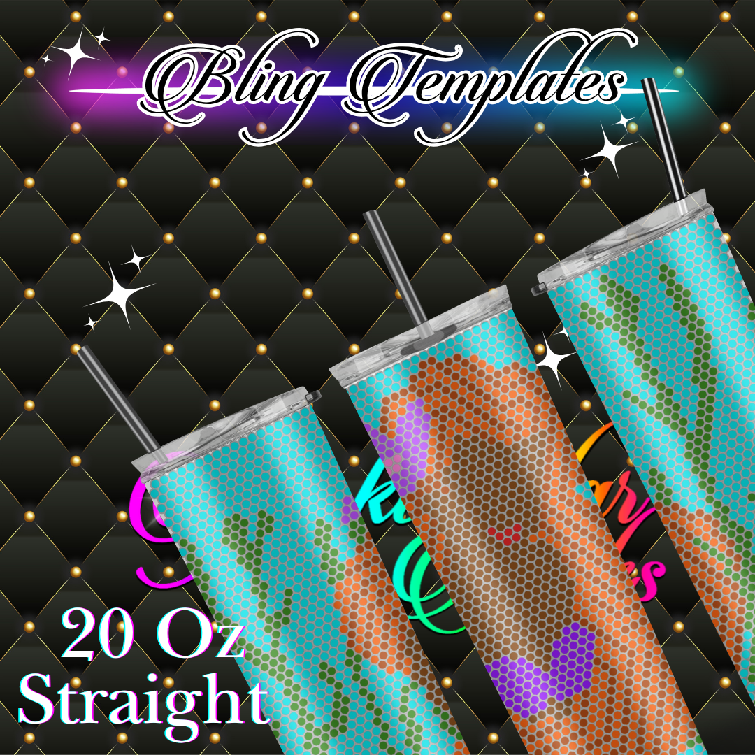 #057 Brownskin Mermaid Bling Tumbler Template - 4mm/62 stones per row