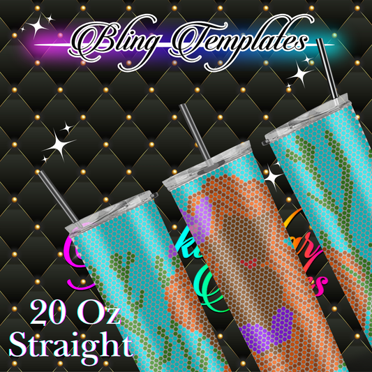 #057 Brownskin Mermaid Bling Tumbler Template - 4mm/62 stones per row