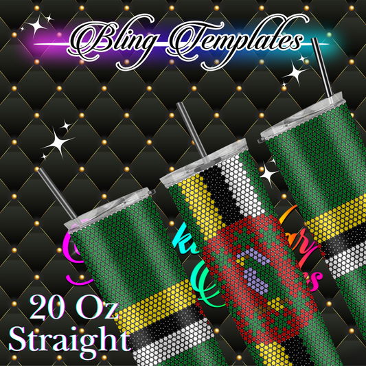 #800 Dominica Flag  Bling Tumbler Template - 4mm/61 stones per row
