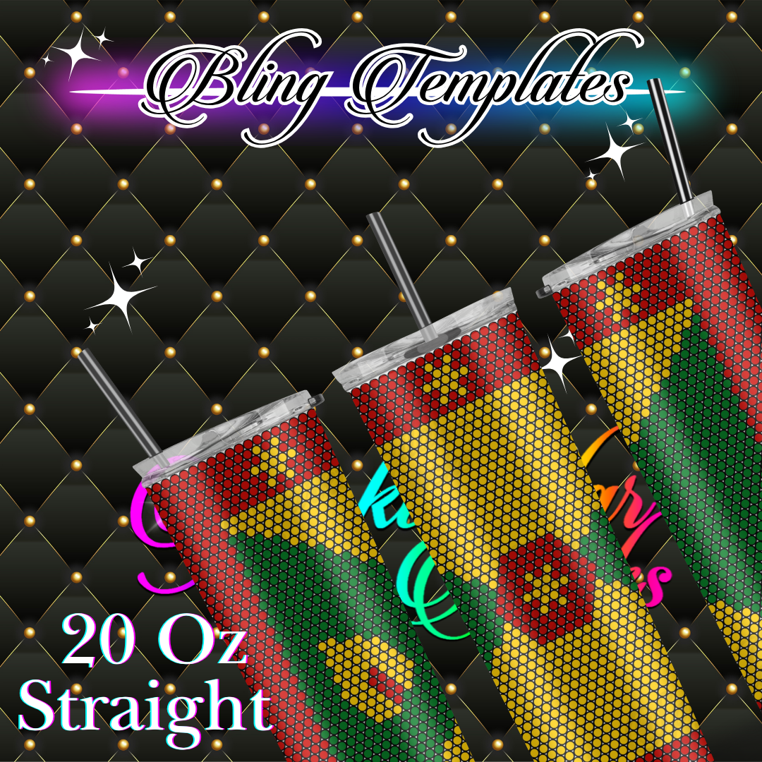#061 Grenada Flag  Bling Tumbler Template - 4mm/61 stones per row