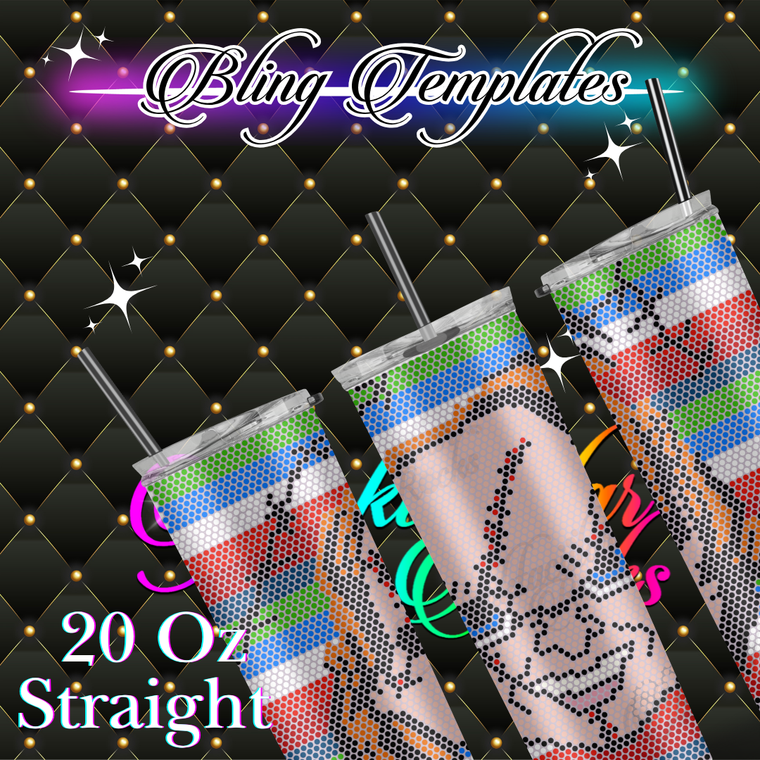 #030 Chucky Stripes Bling Tumbler Template - 3mm/79 stones per row