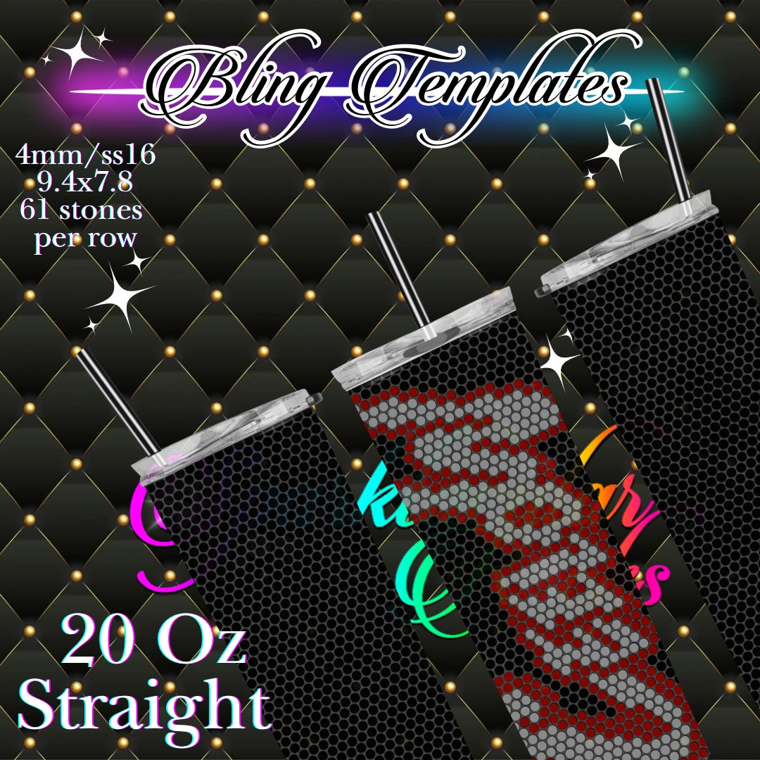 CUSTOM Bling Tumbler Template - 4mm/61 stones per row
