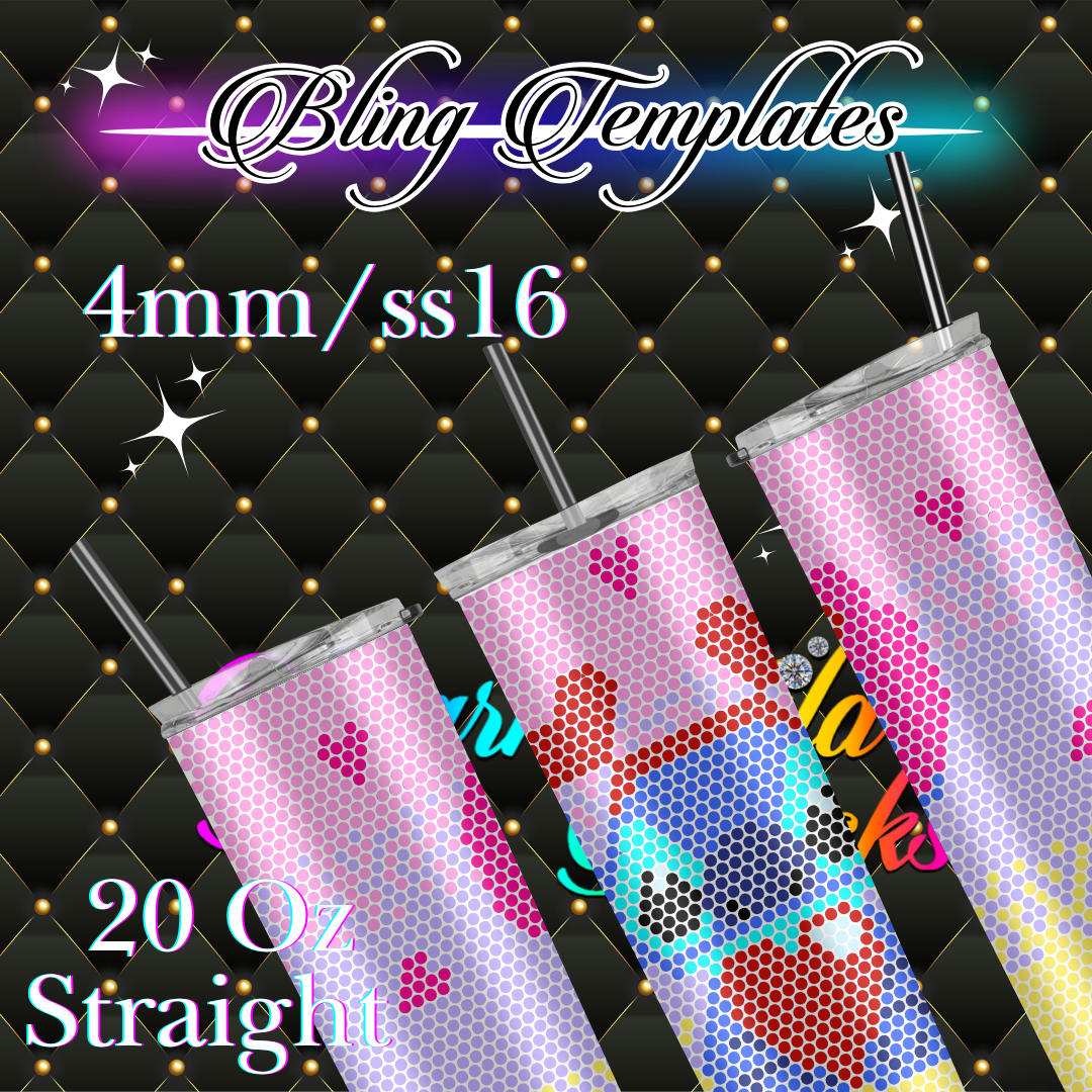 #734 Bling Tumbler Template - 4mm 62 stones per row