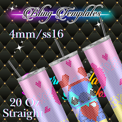 #734 Bling Tumbler Template - 4mm 62 stones per row