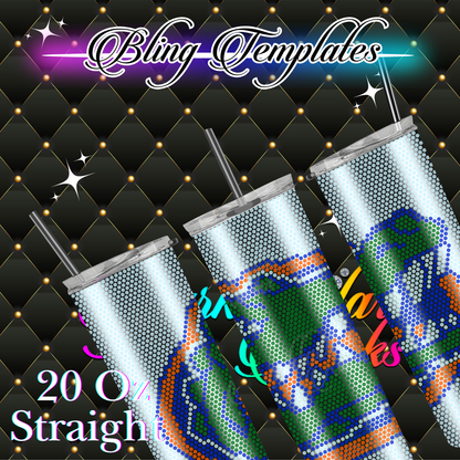 #025 Gators Bling Tumbler Template - 3mm/74 stones per row