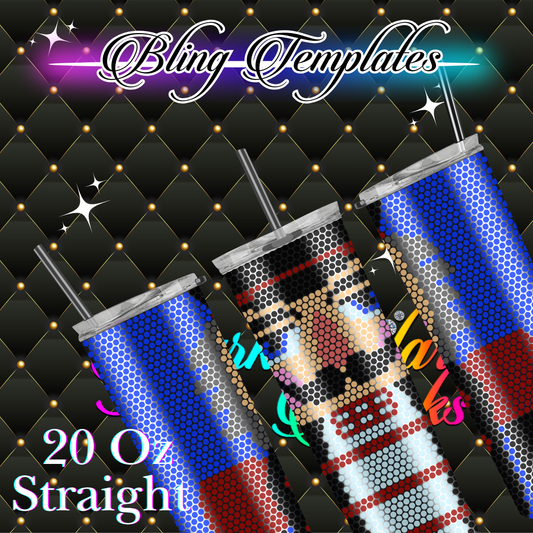 #063 NutCracker Bling Tumbler Template - 4mm/62 stones per row