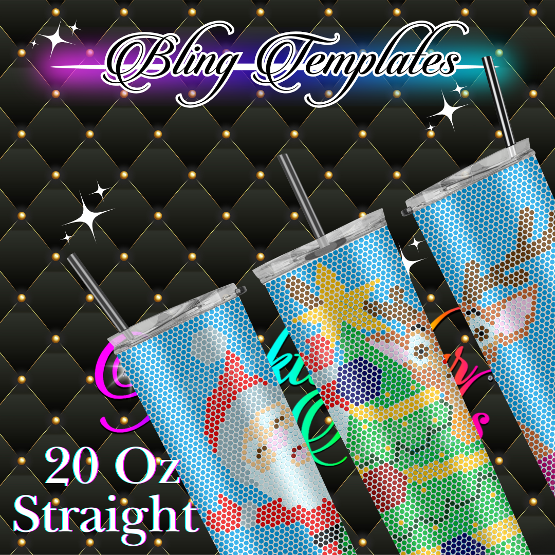 #002 Christmas is Coming Bling Tumbler Template - 3mm/74 stones per row