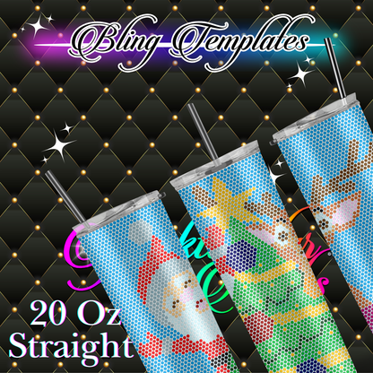 #002 Christmas is Coming Bling Tumbler Template - 3mm/74 stones per row