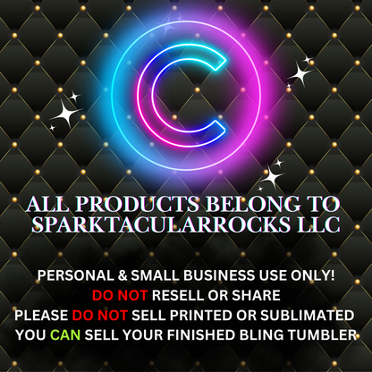 #018 Bling Tumbler Template - 3mm/74 stones per row