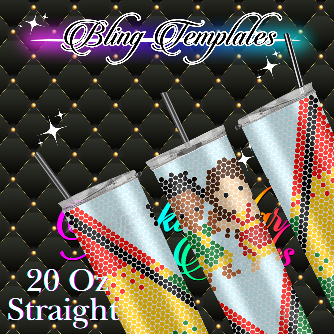 #003 Juneteenth Kids Bling Tumbler Template - 5mm/50 stones per row