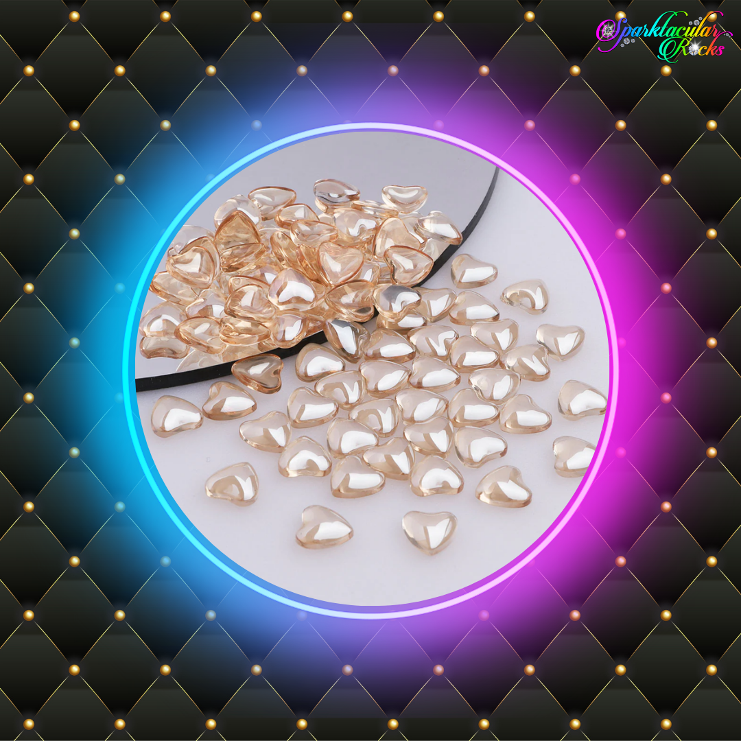 Golden Shadow Glass HEART SHAPE Rhinestones