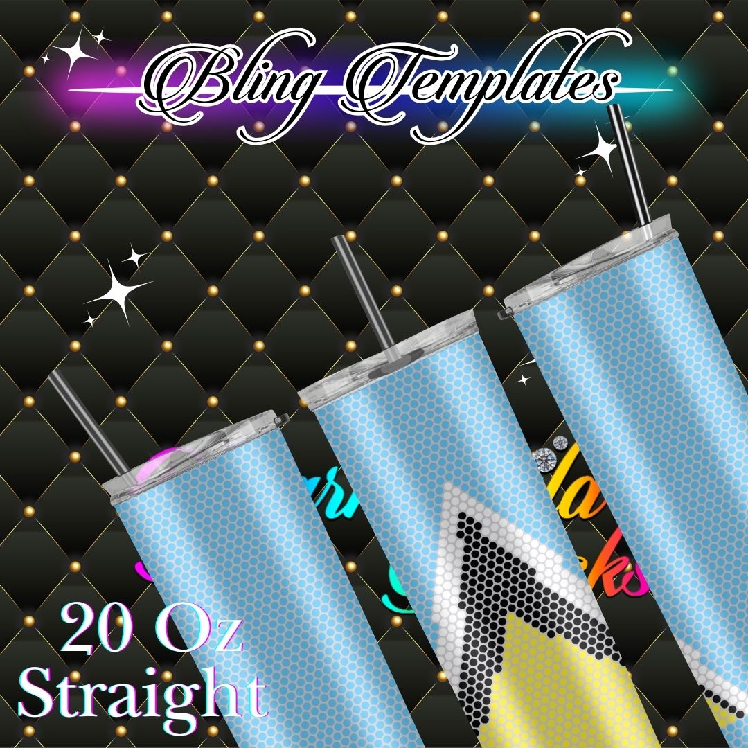 #068 St Lucia Flag Bling Tumbler Template - 4mm/62 stones per row