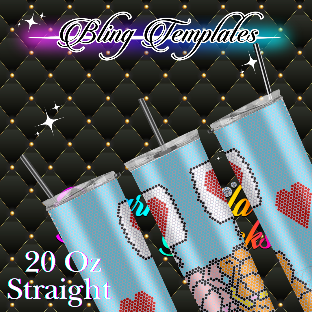 #027 Football Field Bling Tumbler Template - 3mm/79 stones per row