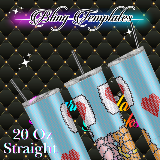 #027 Football Field Bling Tumbler Template - 3mm/79 stones per row