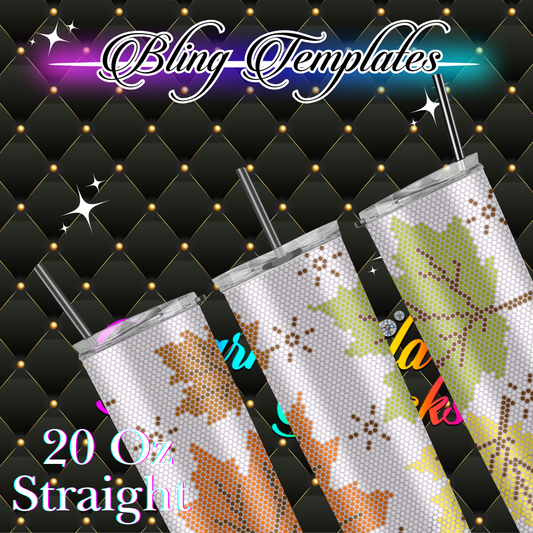#029 Fall Leaves  Bling Tumbler Template - 3mm/79 stones per row