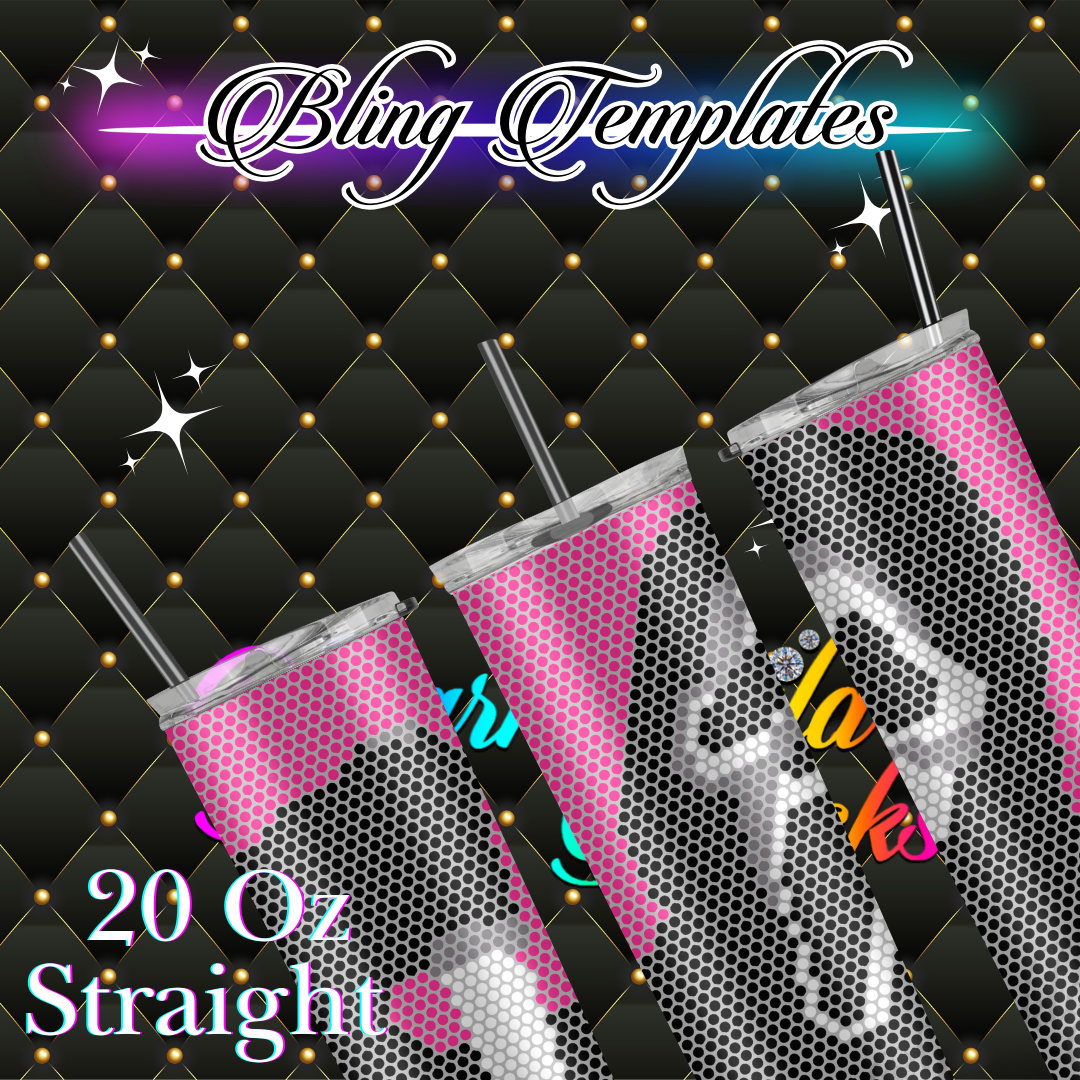 #033 Ghostface pink Bling Tumbler Template - 4mm/62 stones per row