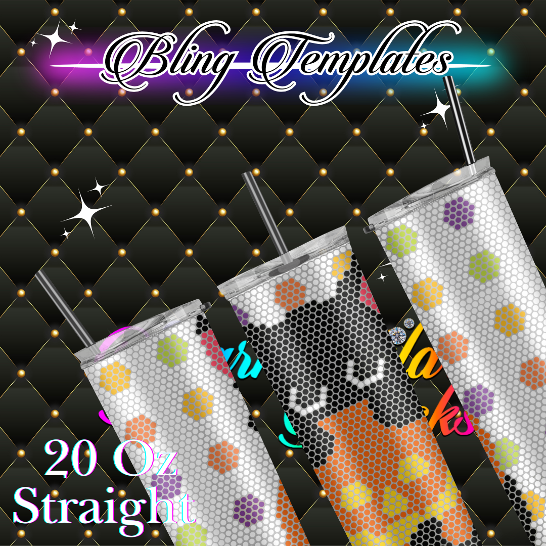 #052 Halloween Kitty Bling Tumbler Template - 4mm/62 stones per row