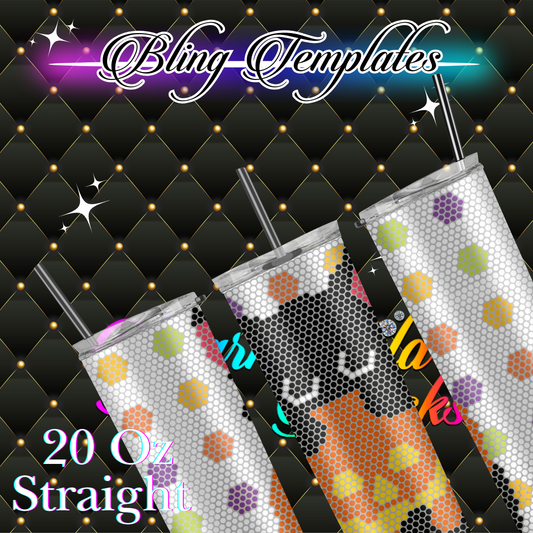#052 Halloween Kitty Bling Tumbler Template - 4mm/62 stones per row