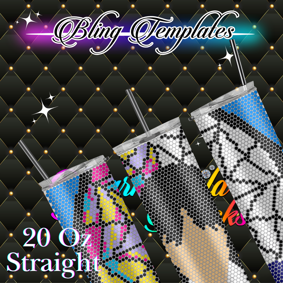 #056 Wednesday Bling Tumbler Template - 4mm/62 stones per row
