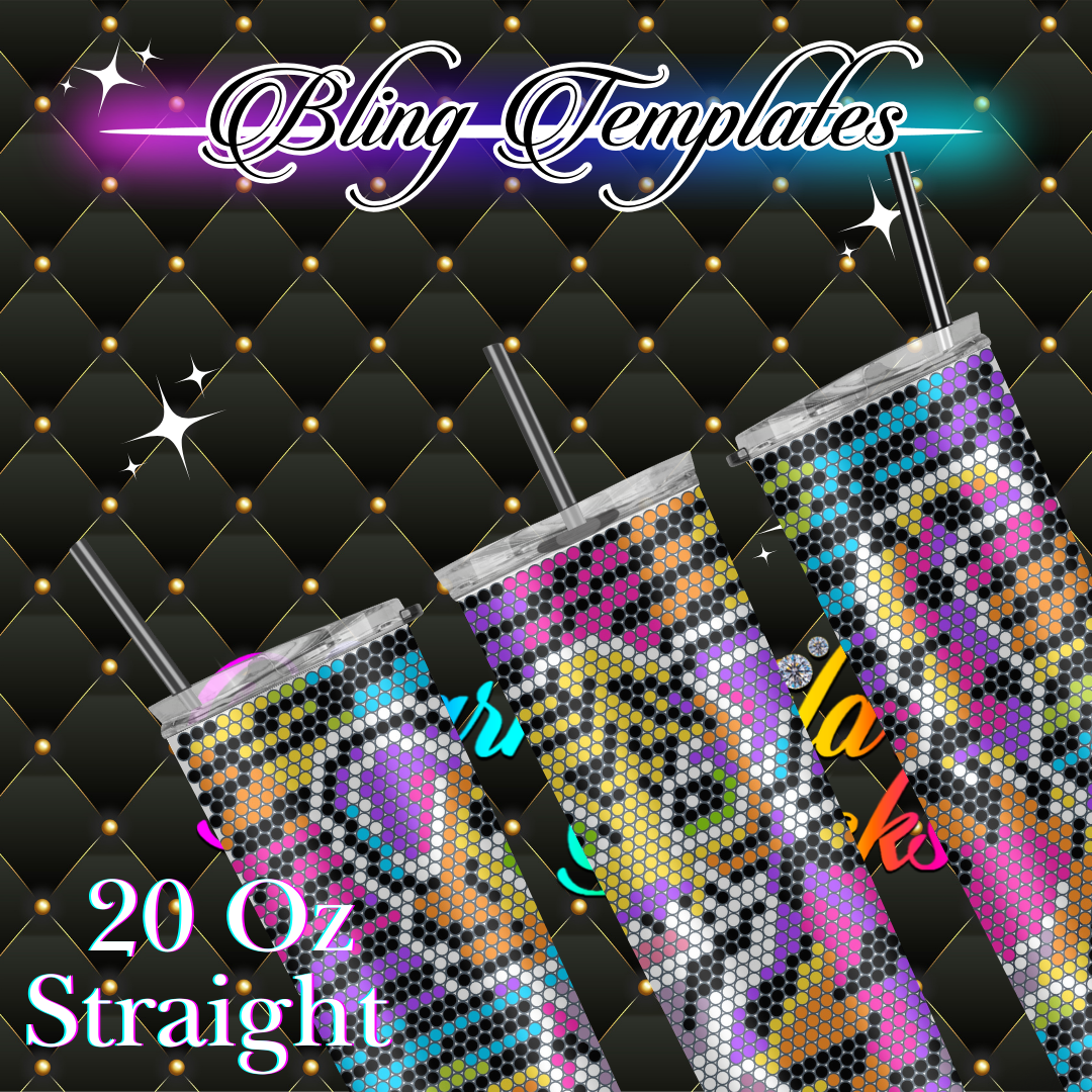 #043 Neon Tiger LF Bling Tumbler Template - 4mm/62 stones per row