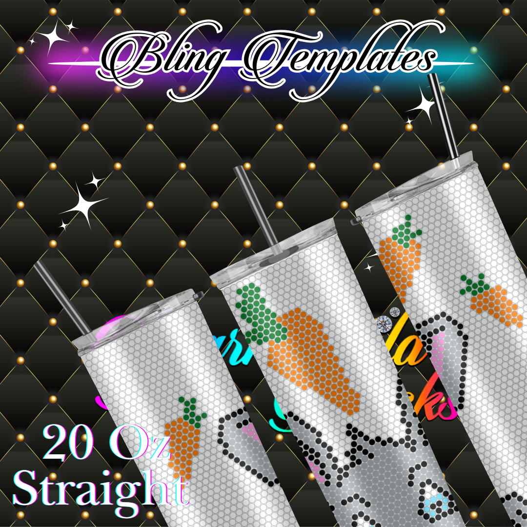 #040 Hungry Bunny Bling Tumbler Template - 4mm/62 stones per row